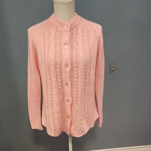 Vintage 80's Chunky CableKnit Cardigan Handmade Balletcore Cottegecore Coquette